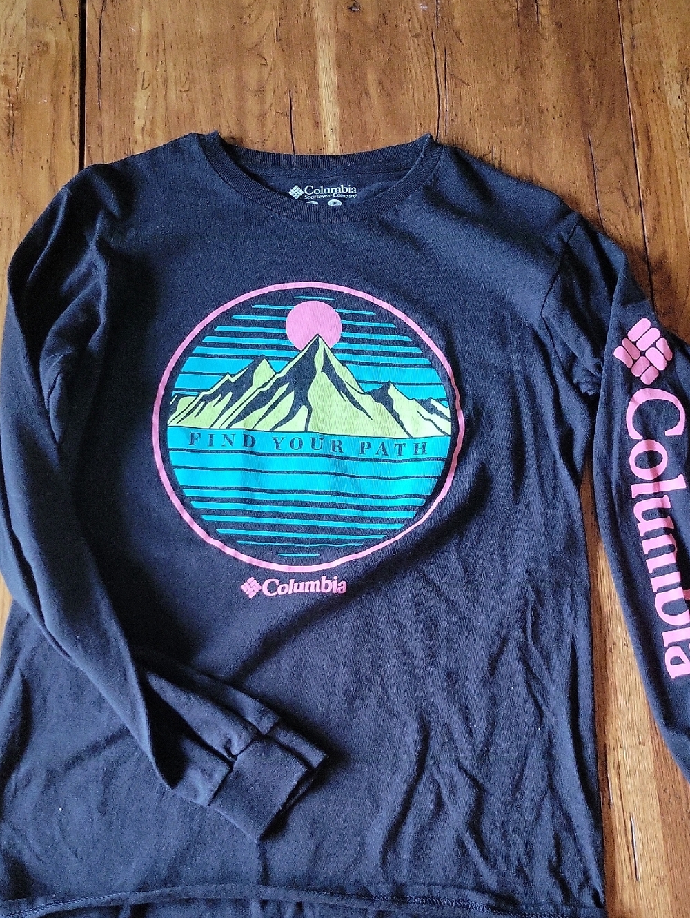 Columbia Black Long Sleeve Tee with Neon Graphic
